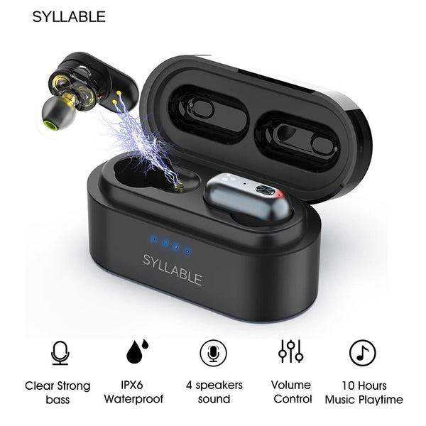 Syllable-s101 tws auriculares, auriculares sem fios, redução do ruído, controlo do volume, compatível com bluetooth