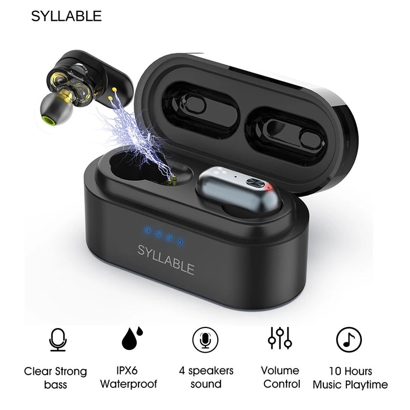 Syllable-s101 tws auriculares, auriculares sem fios, redução do ruído, controlo do volume, compatível com bluetooth