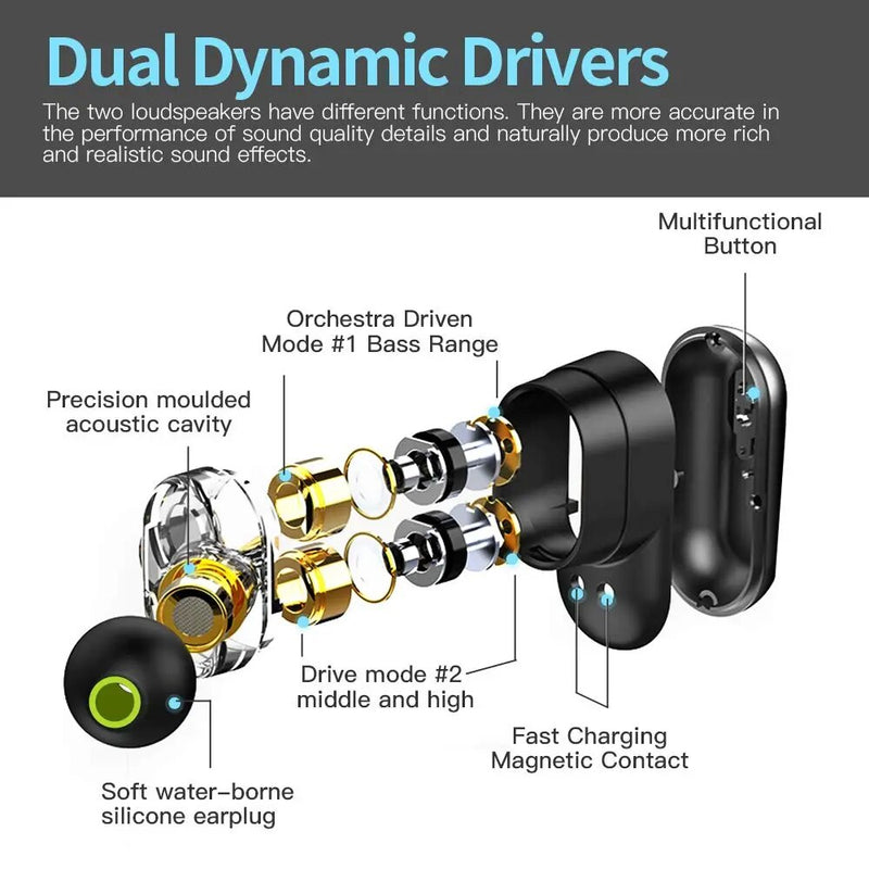 Syllable-s101 tws auriculares, auriculares sem fios, redução do ruído, controlo do volume, compatível com bluetooth