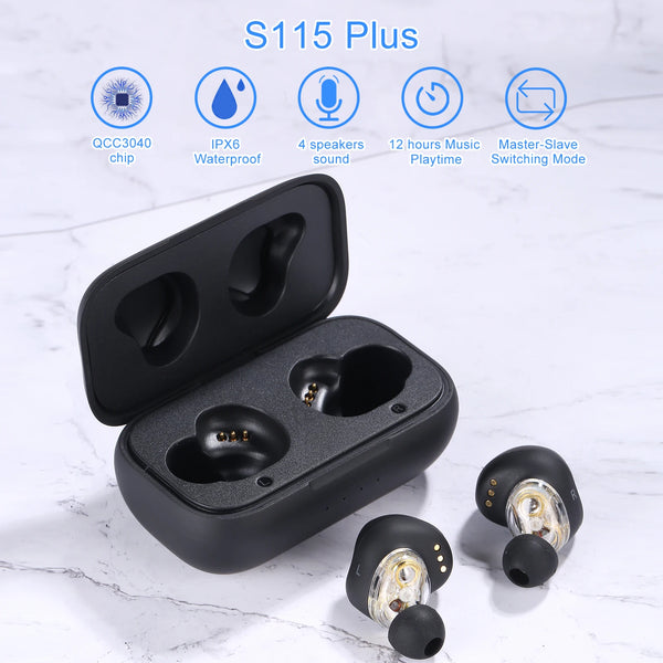 Syllable-s115 plus fones de ouvido, tss, qcc3040, sem fio, estéreo, 12 horas, graves fortes, novo