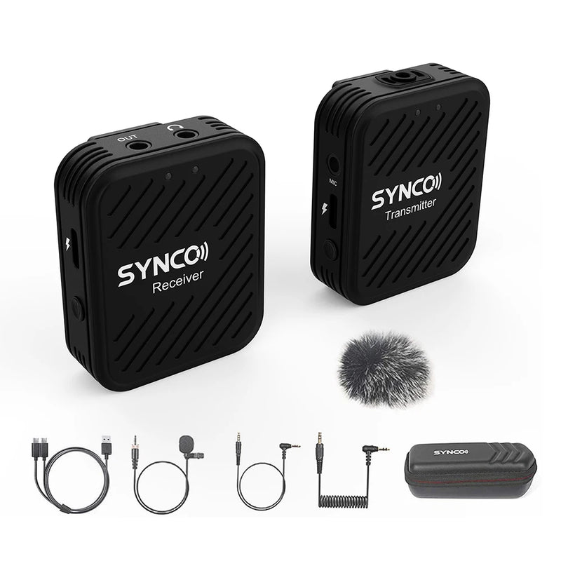 Synco g1 (a1) 2.4g sistema de microfone sem fio com receptor transmissor microfone 70m faixa de transmissão 3.5mm plug
