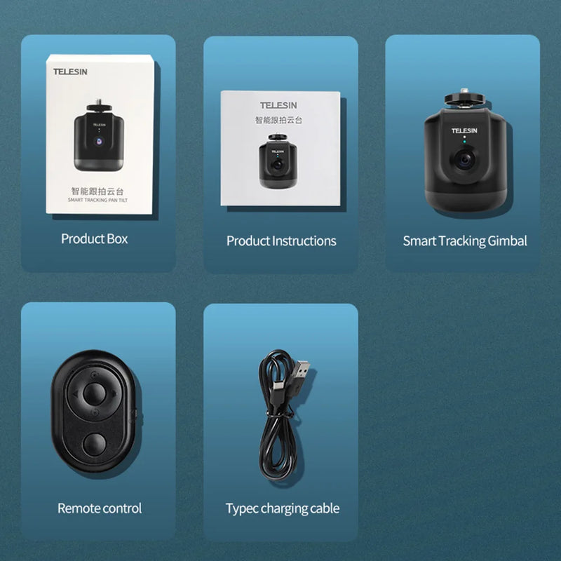 TELESIN-AI Smart Shooting Gimbal, Selfie, Auto Face Tracking, Suporte, Telefone, Vlog, GoPro 12, DJI Osmo Ação, Rotação de 360 °