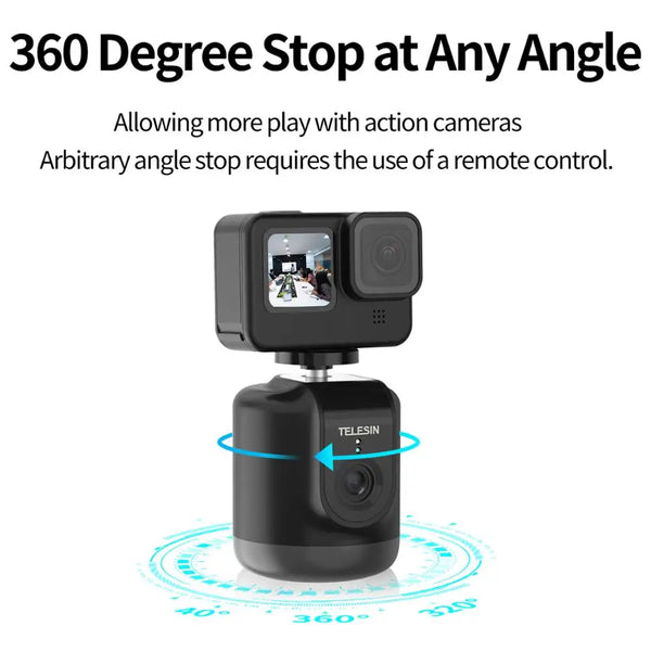 TELESIN-AI Smart Shooting Gimbal, Selfie, Auto Face Tracking, Suporte, Telefone, Vlog, GoPro 12, DJI Osmo Ação, Rotação de 360 °