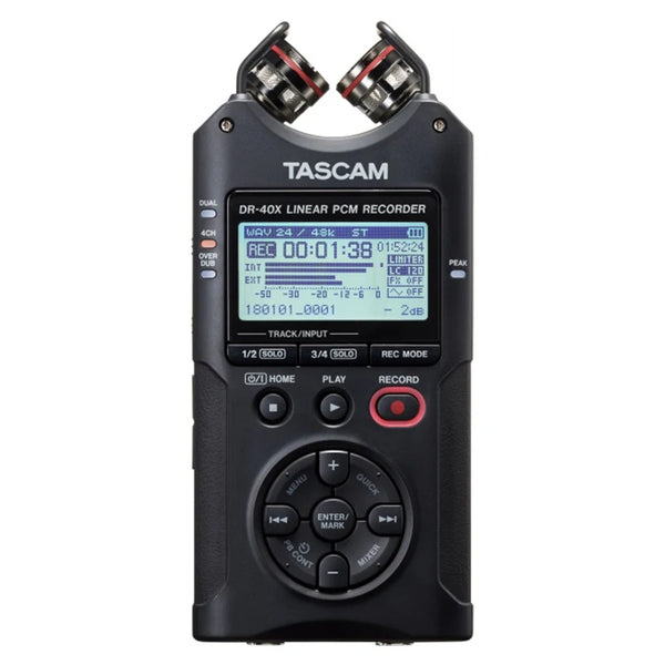Tascam-caneta digital versátil dr40x, com gravador de áudio, usb, microfone wav/bwf linear pcm e mp3, atualizada