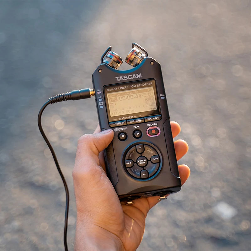 Tascam-caneta digital versátil dr40x, com gravador de áudio, usb, microfone wav/bwf linear pcm e mp3, atualizada