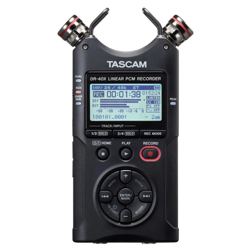 Tascam-caneta digital versátil dr40x, com gravador de áudio, usb, microfone wav/bwf linear pcm e mp3, atualizada