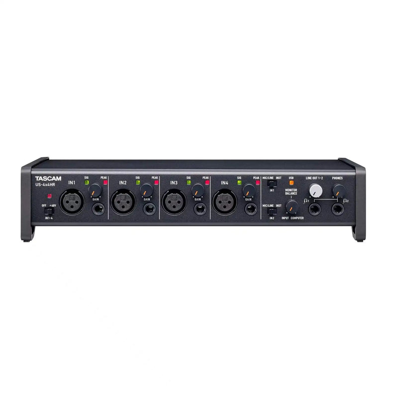 Tascam-Áudio USB profissional e interface MIDI, 4 Mic, entradas de linha, 4 saídas, função loopback para o produtor, US-4x4 HR