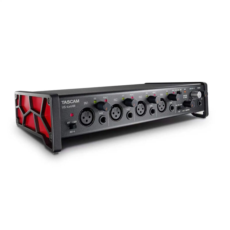 Tascam-Áudio USB profissional e interface MIDI, 4 Mic, entradas de linha, 4 saídas, função loopback para o produtor, US-4x4 HR