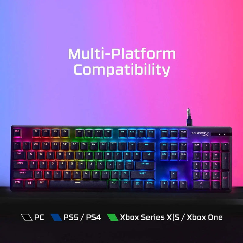 Teclado mecânico para jogos HyperX Alloy, PBT Keycaps, Iluminação RGB Compact Aluminum Body, Pés ajustáveis personalizáveis, Origins