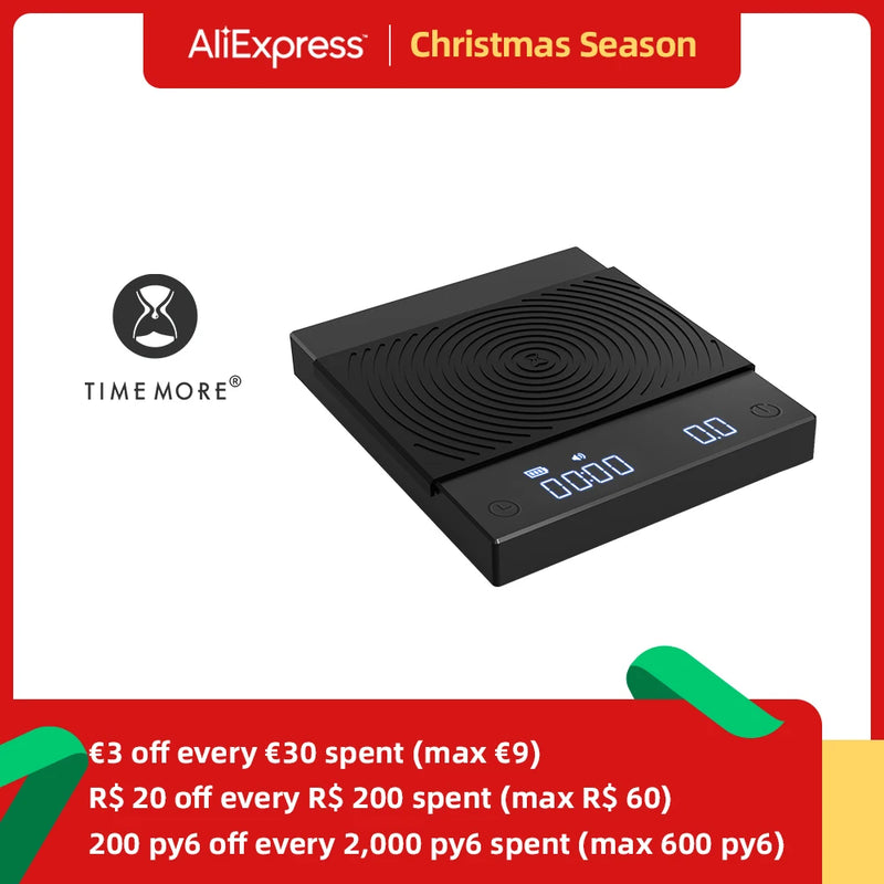 Timemore-Mini Balança de Cozinha Digital, Espelho Preto, Básico 2 Plus, Novo Up, Up, Café, Tempo, USB, Peso Leve, Mini