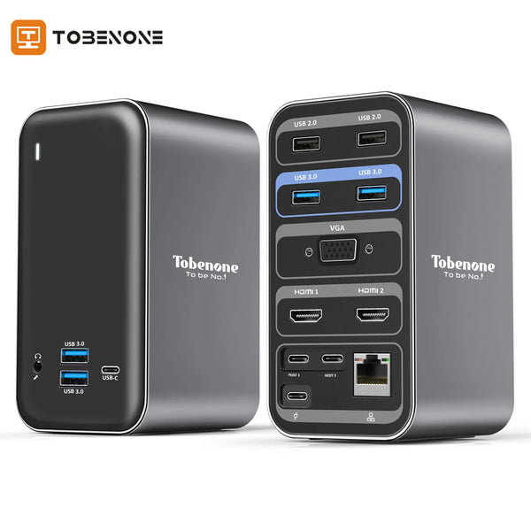 Tobenone-docking station para macbook pro/air 13 em 1, com rj45, usb 3.0, pd, 100w, hub 4k, dual hdmi