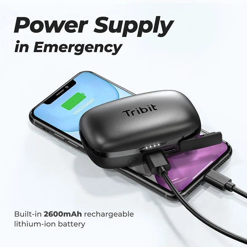 Tribit-FlyBuds 3 TWS Fones de ouvido Bluetooth, IPX8 impermeável, 100 horas de reprodução, sem fio, controle de toque, microfone embutido