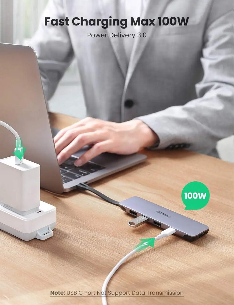 USB C Multiport Tipo PD Hub, Carregador HDMI 4K, 1 Dock USB, 100W, 3 OTG, 5 Thunderbolt, 3 Portas Adaptador de Alumínio 3.0