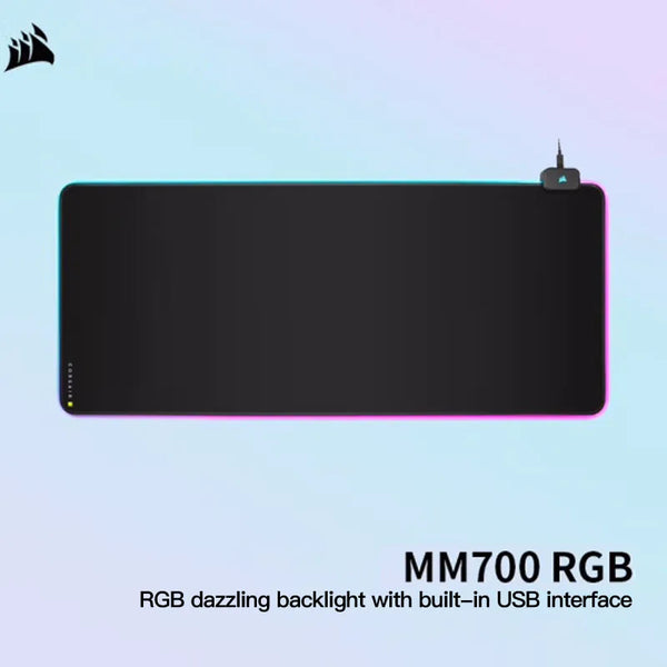 USCORSAIR-RGB Oversized Gaming Mouse Pad, ilusão de 3 zonas Backlight Desk Pad, Preto, MM700, 930x400x4mm