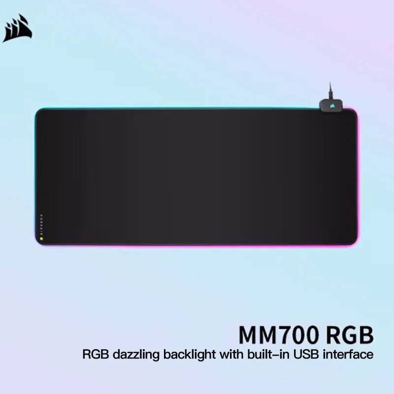 USCORSAIR-RGB Oversized Gaming Mouse Pad, ilusão de 3 zonas Backlight Desk Pad, Preto, MM700, 930x400x4mm