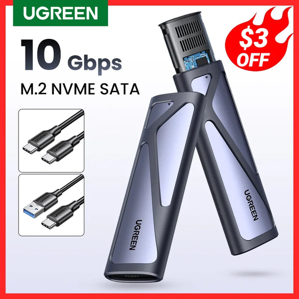 Ugreen m2 ssd caso nvme gabinete m.2 para usb tipo c 3.1 ssd adaptador para nvme pcie ngff sata m/b chave ssd caixa de disco m.2 ssd caso