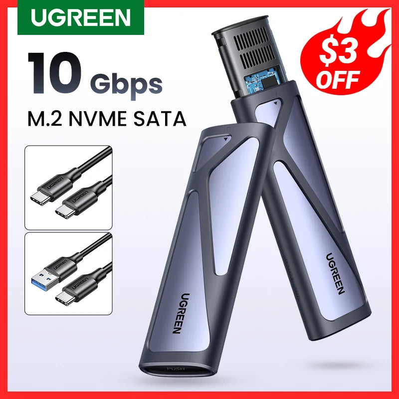 Ugreen m2 ssd caso nvme gabinete m.2 para usb tipo c 3.1 ssd adaptador para nvme pcie ngff sata m/b chave ssd caixa de disco m.2 ssd caso