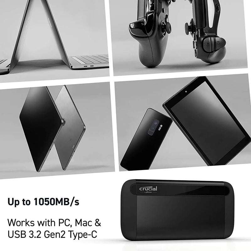 Unidade de estado sólido externa crucial, SSD portátil até 1050 mbps, USB 3.2, USB-C, USB-A, X8, 1TB, 2TB, original