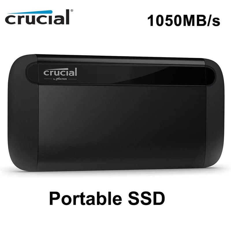 Unidade de estado sólido externa crucial, SSD portátil até 1050 mbps, USB 3.2, USB-C, USB-A, X8, 1TB, 2TB, original