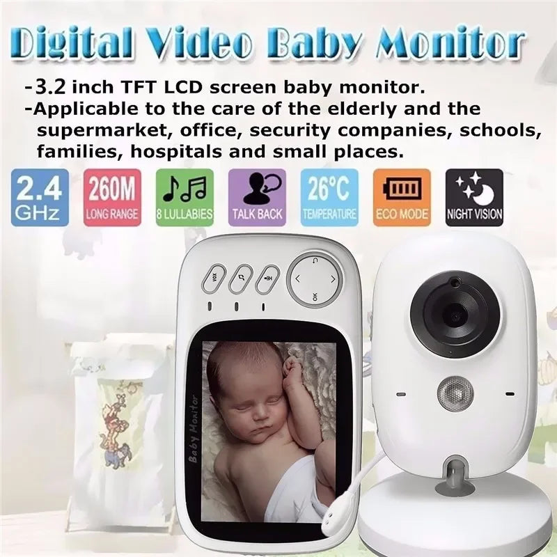 Vídeo Baby Monitor com Exibição de Temperatura, Câmera De Áudio, Observação Noturna, 2 Expedição, Mãe E Filhos, VB603, 2.4G