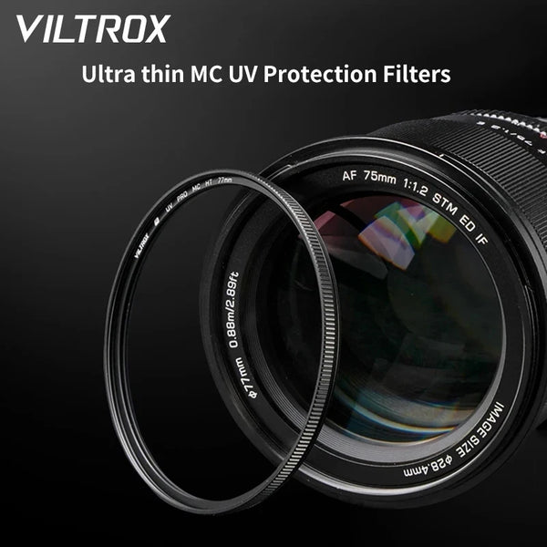 VILTROX-Pro Ultra finos filtros de proteção UV, lentes de câmera, filtros digitais para Canon, Nikon, Sony, 49mm, 52mm, 67mm, 72mm, 77mm