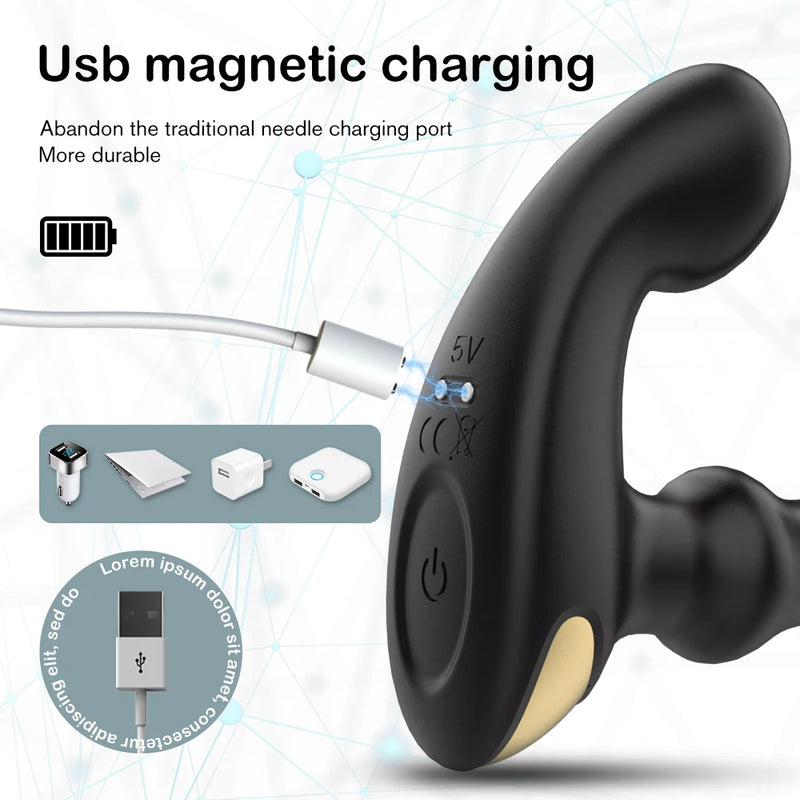 Vibrador de controle remoto para homens e mulheres, massageador de próstata masculino, plug anal anal, masturbador, brinquedos sexuais