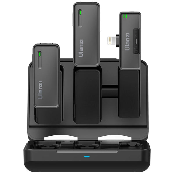 Vijim ulanzi 2.4g microfone sem fio para iphone android streaming com mfi real tim mic smartphone 2 em i microfone gravador