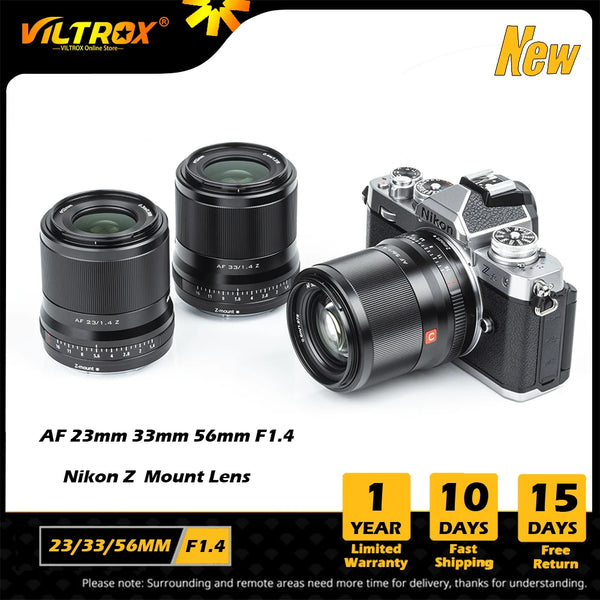 Viltrox Auto Focus Large Lens para Nikon Z Camera, Abertura Retrato, AF, APS-C, F1.4, 13mm, 23mm, 33mm, 56mm