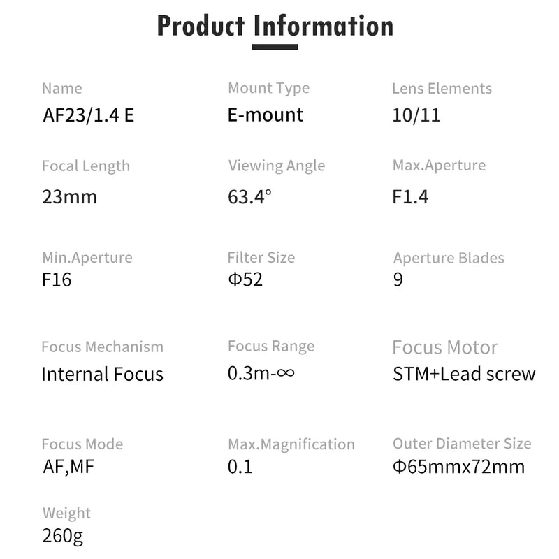 Viltrox-lentes de foco automático f1.4 23mm, lentes de abertura grande, compatíveis com sony e-mount, câmera a7s, a6000, a6300, a6600, a7, a9, a7r