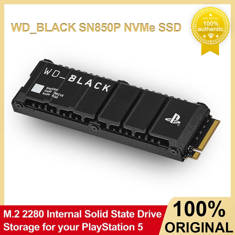 WD_BLACK SSD SN850P NVMe M.2 SSD de até 7300 MB/s e dissipador de calor interno rígido expansão de armazenamento oficialmente licenciada para consoles PS5