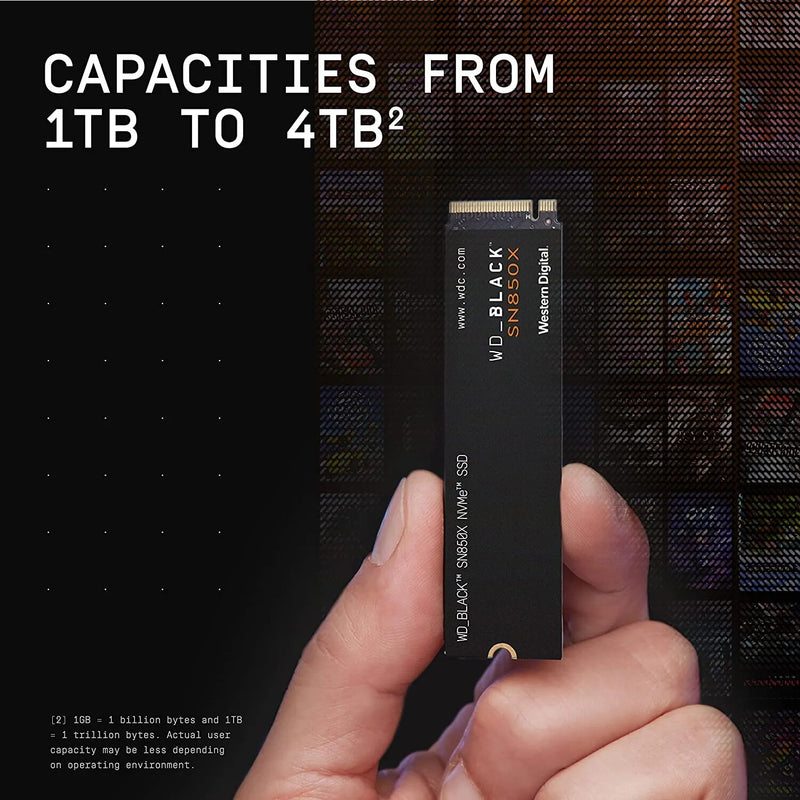 WD-NVMe Gaming SSD interno, Solid State Drive com dissipador de calor, funciona com Playstation 5, Gen 4, PCIe, SN850X, 1TB, 2TB, M.2 2280