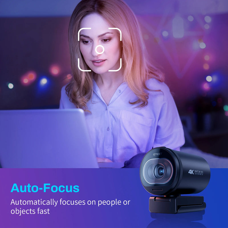 Webcam 4K, TOF-Câmera de Foco Automático com Microfone para Chamadas de Vídeo, HD, USB, 1080P, 60FPS, TOF, Zoom, Equipes Skype, S600