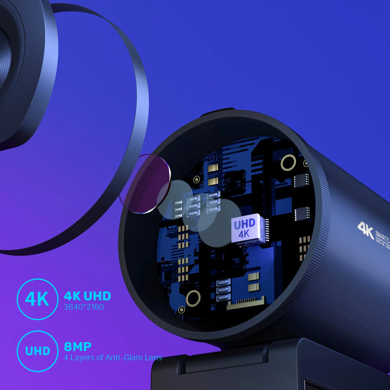 Webcam 4K, TOF-Câmera de Foco Automático com Microfone para Chamadas de Vídeo, HD, USB, 1080P, 60FPS, TOF, Zoom, Equipes Skype, S600
