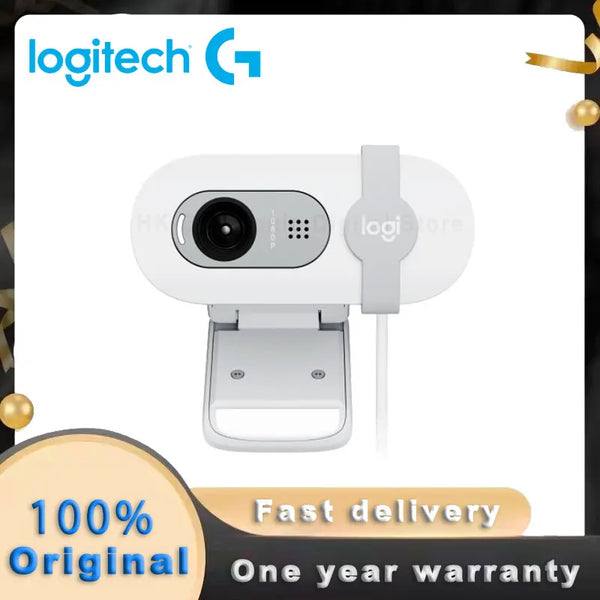 Webcam Logitech-Brio 90 HD com balanceamento automático de luz, obturador de privacidade integrado, microfone embutido, novo, 1080p