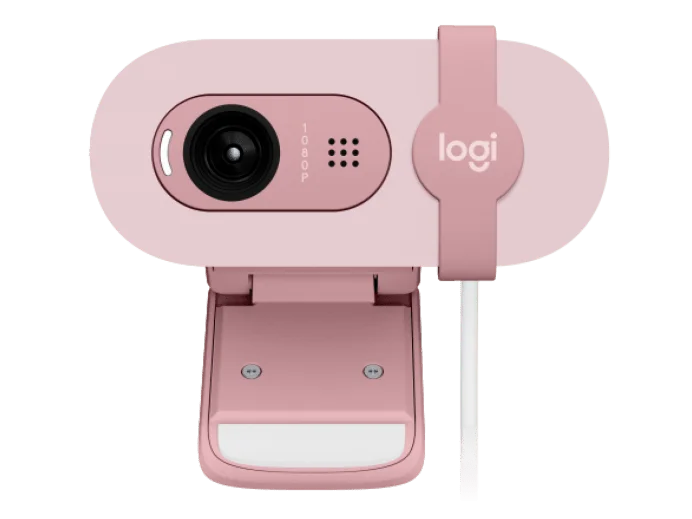 Webcam Logitech-Brio 90 HD com balanceamento automático de luz, obturador de privacidade integrado, microfone embutido, novo, 1080p
