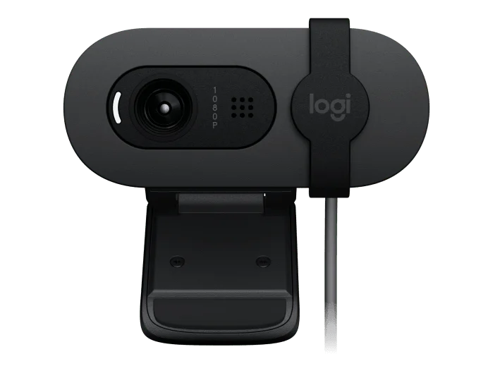 Webcam Logitech-Brio 90 HD com balanceamento automático de luz, obturador de privacidade integrado, microfone embutido, novo, 1080p