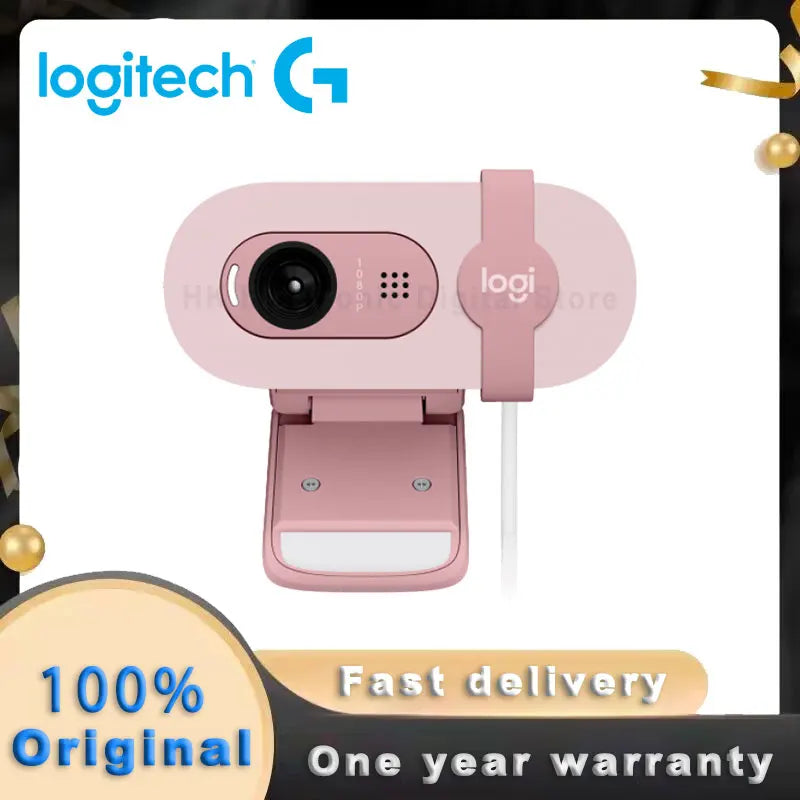 Webcam Logitech-Brio 90 HD com balanceamento automático de luz, obturador de privacidade integrado, microfone embutido, novo, 1080p