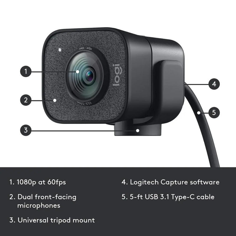 Webcam logitech original full hd 1080p 60fps, câmera web de streaming buillt em microfone, computador, desktop home