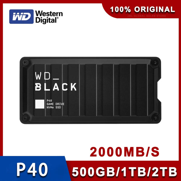 Western digital wd preto p40 2tb usb 3.2 gen 2x2 tipo-c unidade de jogo ssd unidade de estado sólido externo portátil compatível