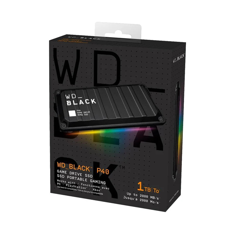 Western digital wd preto p40 2tb usb 3.2 gen 2x2 tipo-c unidade de jogo ssd unidade de estado sólido externo portátil compatível