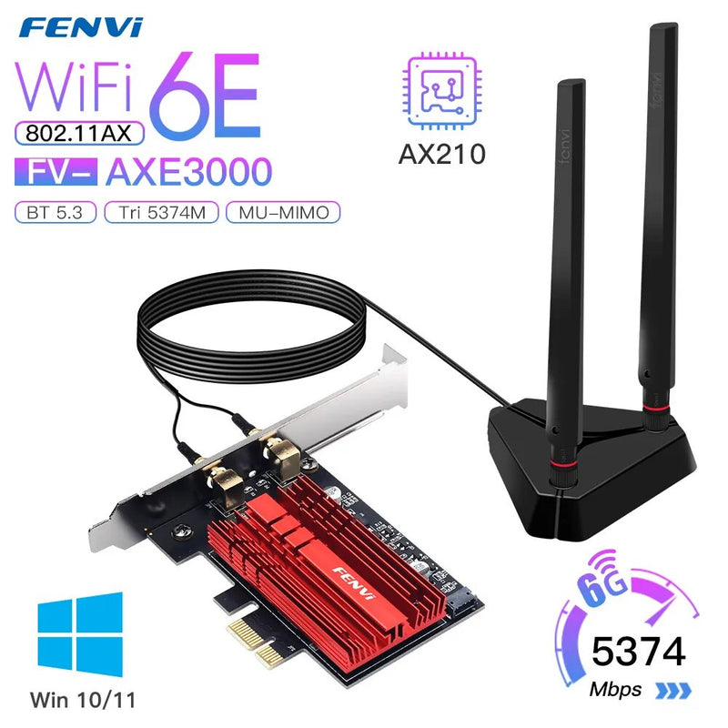 Wi-Fi 6E Intel AX210 Dual Band PCIe Adaptador de Rede Sem Fio Wifi 2.4G/5G/6Ghz 2400M Cartão WiFi Para Bluetooth5.3 PCI Express Wlan