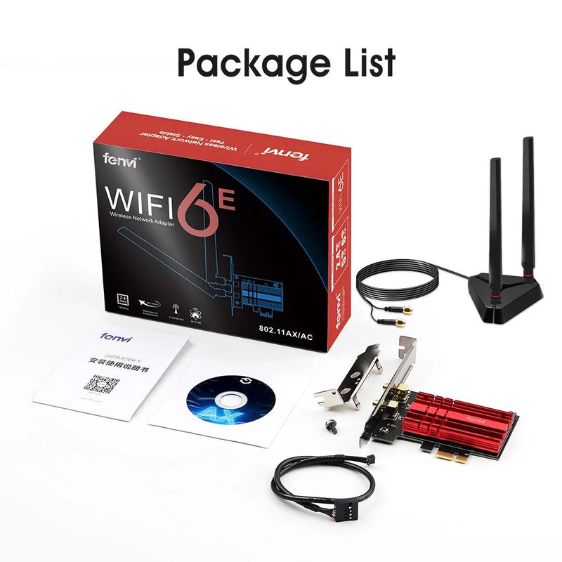 Wi-Fi 6E Intel AX210 Dual Band PCIe Adaptador de Rede Sem Fio Wifi 2.4G/5G/6Ghz 2400M Cartão WiFi Para Bluetooth5.3 PCI Express Wlan