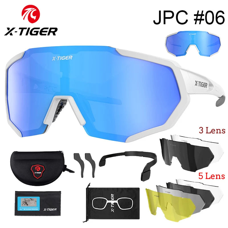 X-TIGER-Óculos de ciclismo com lentes polarizadas, protetor ocular para bicicleta de estrada e mountain bike, MTB,óculos de ciclismo de masculinas óculos de sol esportivos