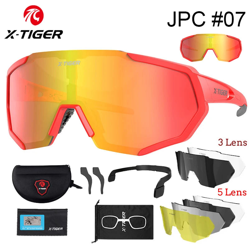 X-TIGER-Óculos de ciclismo com lentes polarizadas, protetor ocular para bicicleta de estrada e mountain bike, MTB,óculos de ciclismo de masculinas óculos de sol esportivos
