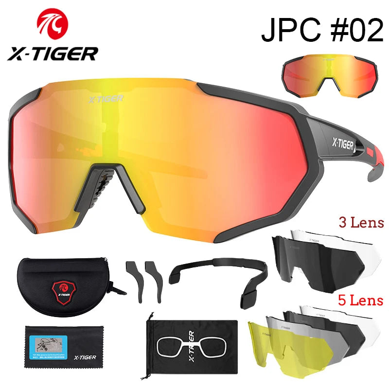 X-TIGER-Óculos de ciclismo com lentes polarizadas, protetor ocular para bicicleta de estrada e mountain bike, MTB,óculos de ciclismo de masculinas óculos de sol esportivos