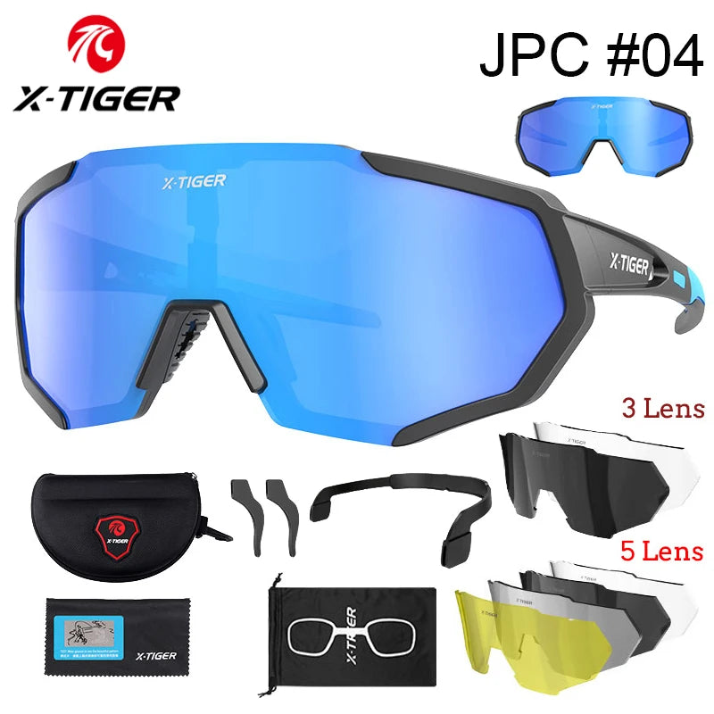 X-TIGER-Óculos de ciclismo com lentes polarizadas, protetor ocular para bicicleta de estrada e mountain bike, MTB,óculos de ciclismo de masculinas óculos de sol esportivos