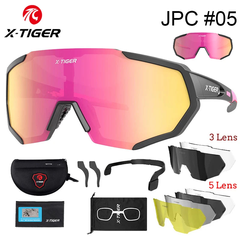 X-TIGER-Óculos de ciclismo com lentes polarizadas, protetor ocular para bicicleta de estrada e mountain bike, MTB,óculos de ciclismo de masculinas óculos de sol esportivos