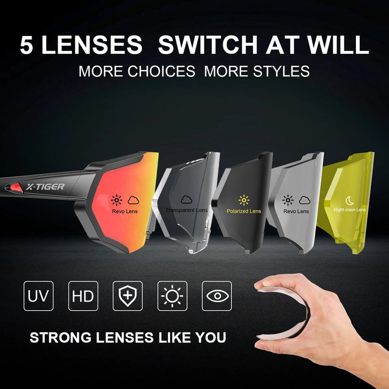 X-TIGER-Óculos de ciclismo com lentes polarizadas, protetor ocular para bicicleta de estrada e mountain bike, MTB,óculos de ciclismo de masculinas óculos de sol esportivos