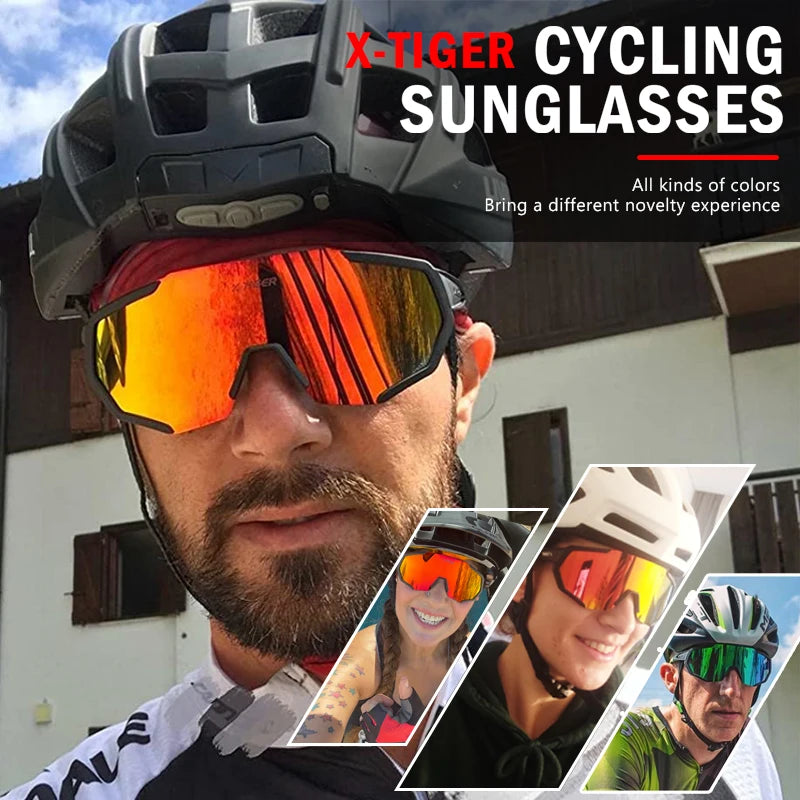 X-TIGER-Óculos de ciclismo com lentes polarizadas, protetor ocular para bicicleta de estrada e mountain bike, MTB,óculos de ciclismo de masculinas óculos de sol esportivos