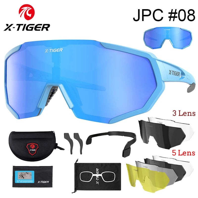 X-TIGER-Óculos de ciclismo com lentes polarizadas, protetor ocular para bicicleta de estrada e mountain bike, MTB,óculos de ciclismo de masculinas óculos de sol esportivos